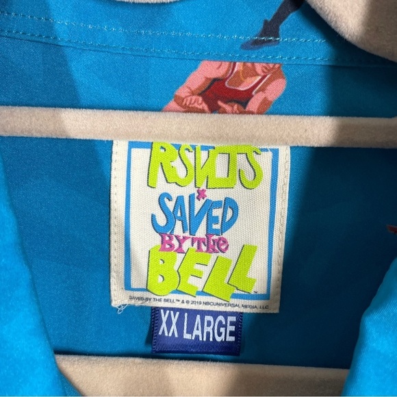 NEW RSVLTS Saved by the Bell Blue All over Graphic Short Sleeve Button Up XXL - Picture 5 of 7